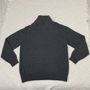 Mens J Hilburn Shawl Collar Gray Sweater Size Large